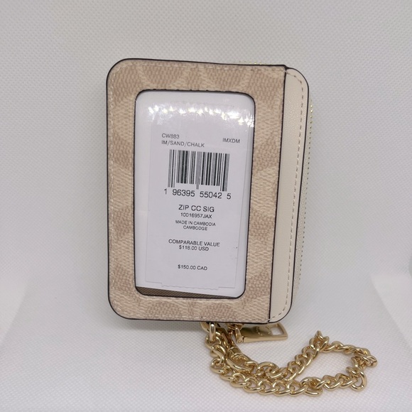 NWT Coach Zip Card Case In Signature Canvas - Picture 2 of 2